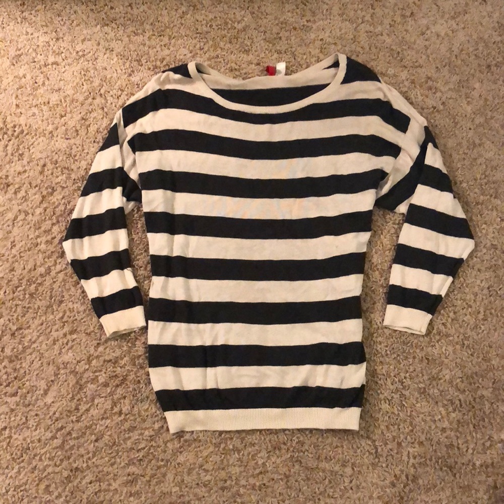 Cream/dark grey striped oversized sweater